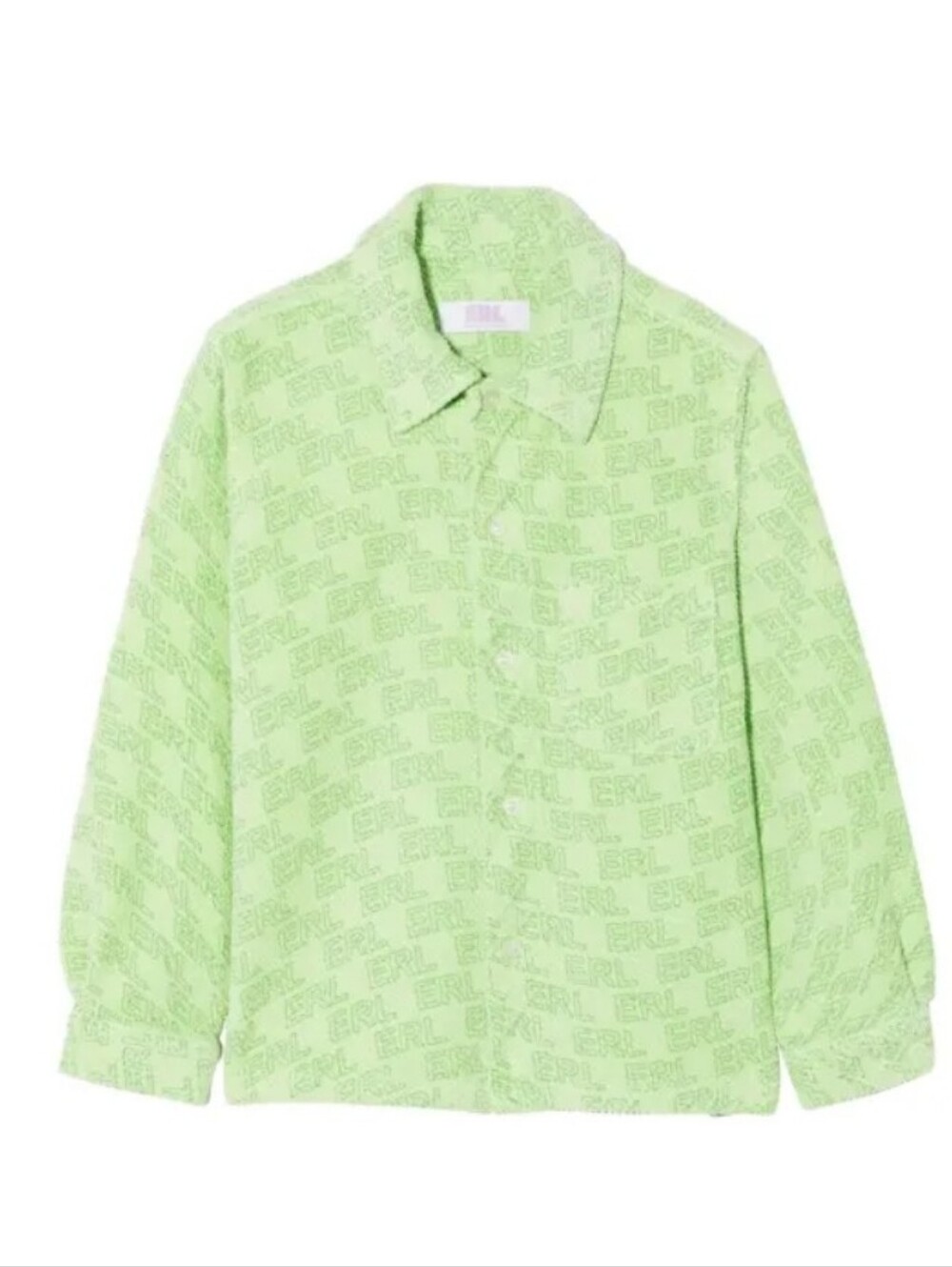 🇮🇹NWT ERL Kids Green Monogram Button-Up Shirr💚